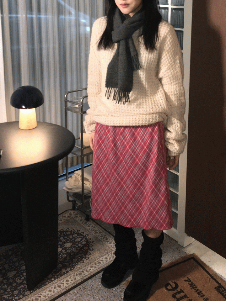 [한정수량] Holiday wool check skirt